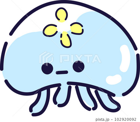 黄色い模様の可愛い水クラゲのイラスト 102920092