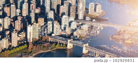 Buildings in Urban City on West Coast. Downtown Vancouver. Aerial 102920831