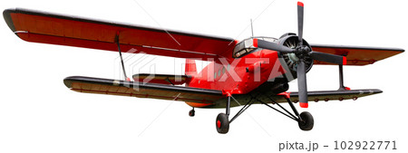 Red agricultural plane against white background 102922771