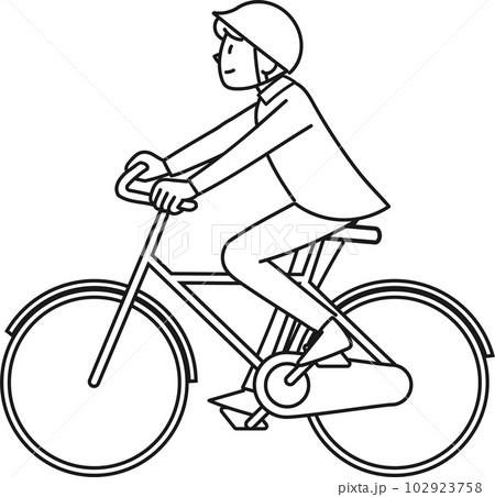 ヘルメットを着けて自転車に乗っている若い男性 ヘルメットを着けて自転車に乗っている若い男性 102923758