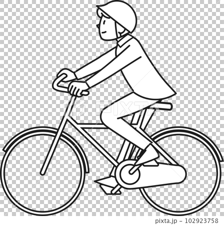 ヘルメットを着けて自転車に乗っている若い男性 ヘルメットを着けて自転車に乗っている若い男性 102923758