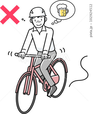 酒気帯びで自転車に乗る若い男性 酒気帯びで自転車に乗る若い男性 102924512