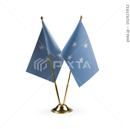 Small national flags of the Federated States Micronesia on a white background 102925932