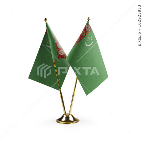 Small national flags of the Turkmenistan on a white background 102925933
