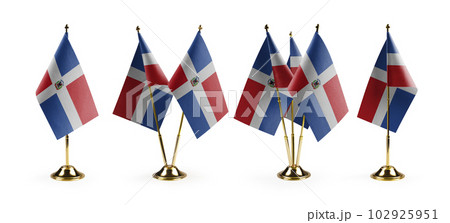 Small national flags of the Dominicana on a white background 102925951