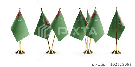Small national flags of the Turkmenistan on a white background Small national flags of the Turkmenistan on a white background 102925963
