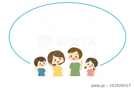 笑顔で人差し指を立てる家族のイラスト 102926017