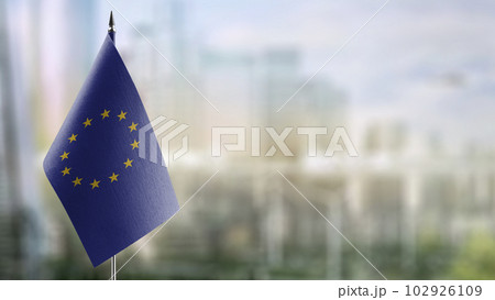 Small national flag of the European Union on a black background 102926109