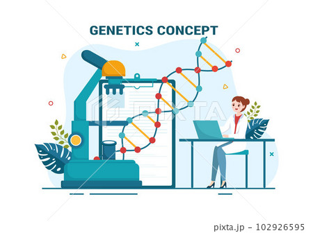 Genetic Science Concept Vector Illustration with DNA Molecule Structure and Science Technology in Healthcare Flat Cartoon Hand Drawn Templates Genetic Science Concept Vector Illustration with DNA Molecule Structure and Science Technology in Healthcare Flat Cartoon Hand Drawn Templates 102926595