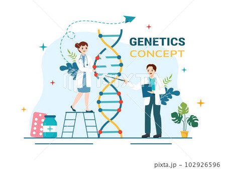 Genetic Science Concept Vector Illustration with DNA Molecule Structure and Science Technology in Healthcare Flat Cartoon Hand Drawn Templates Genetic Science Concept Vector Illustration with DNA Molecule Structure and Science Technology in Healthcare Flat Cartoon Hand Drawn Templates 102926596