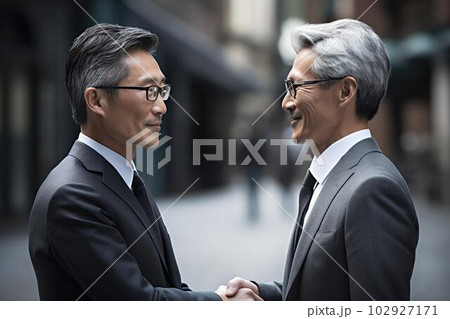 握手をする2人のアジア人 102927171