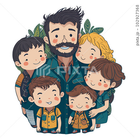 happy father with children happy fathers day. vector art happy father with children happy fathers day. vector art 102927368