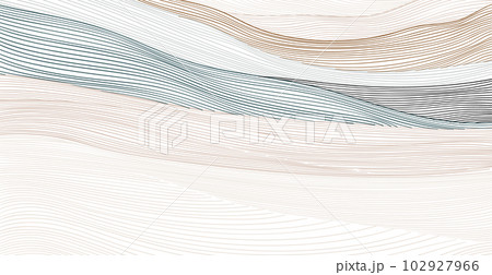 Abstract art template with curve pattern. Japanese background with hand drawn line wave pattern vector. Mountain forest banner design in retro style Abstract art template with curve pattern. Japanese background with hand drawn line wave pattern vector. Mountain forest banner design in retro style 102927966
