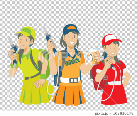 Illustration of women selling beer Illustration of women selling beer 102930179