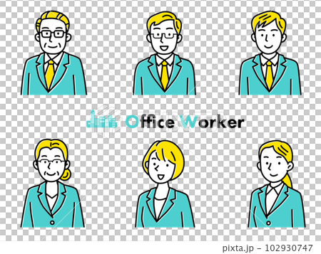 Front facing male and female businessmen illustration set 102930747