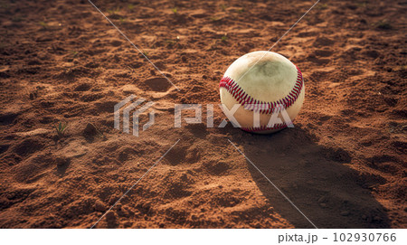グラウンドの野球のボール「AI生成画像」 102930766