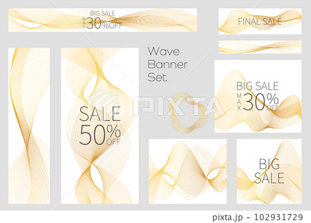 バナーセット_ウェーブ_ゴールド 102931729