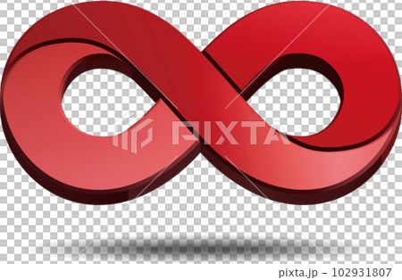 Three-dimensional red infinity mark 102931807
