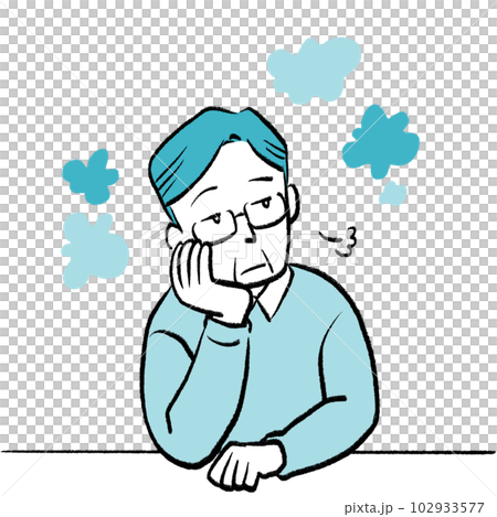 爺爺手捧煙霧繚繞的手繪插畫 爺爺手捧煙霧繚繞的手繪插畫 102933577