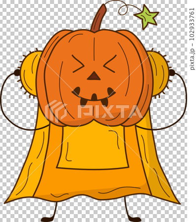 Cute pumpkin with face emotion. Halloween character. An illustration isolated on transparent background. Cute pumpkin with face emotion. Halloween character. An illustration isolated on transparent background. 102933761