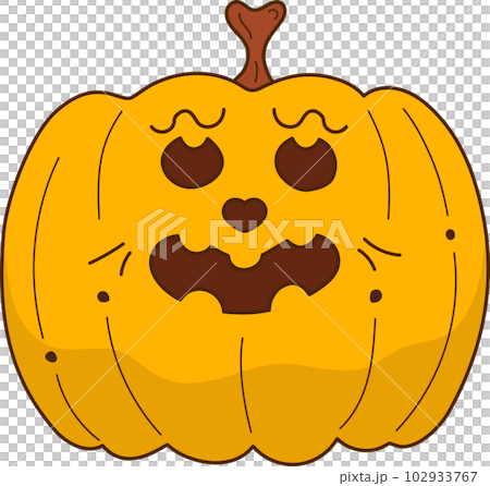 Cute pumpkin with face emotion. Halloween character. An illustration isolated on transparent background. Cute pumpkin with face emotion. Halloween character. An illustration isolated on transparent background. 102933767