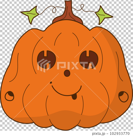 Cute pumpkin with face emotion. Halloween character. An illustration isolated on transparent background. Cute pumpkin with face emotion. Halloween character. An illustration isolated on transparent background. 102933770