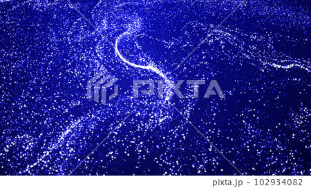 Abstract bg with blue magic glitters fly in air and form beautiful swirls. Sparkles float in viscous liquid. Sparkles in flow of turbulence forces. 3d render Abstract bg with blue magic glitters fly in air and form beautiful swirls. Sparkles float in viscous liquid. Sparkles in flow of turbulence forces. 3d render 102934082