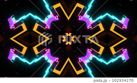 3d render. Science fiction cyberpunk bg with mechanism and neon light. 4k dark background with abstract symmetrical mechanism and neon light. 3d render. Science fiction cyberpunk bg with mechanism and neon light. 4k dark background with abstract symmetrical mechanism and neon light. 102934270