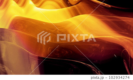 Abstract background with wavy sparkling golden liquid pattern on shiny glossy surface. Viscous yellow fluid like surface of gold foil or brilliant glass. Beautiful creative festive backdrop. 3d render Abstract background with wavy sparkling golden liquid pattern on shiny glossy surface. Viscous yellow fluid like surface of gold foil or brilliant glass. Beautiful creative festive backdrop. 3d render 102934274