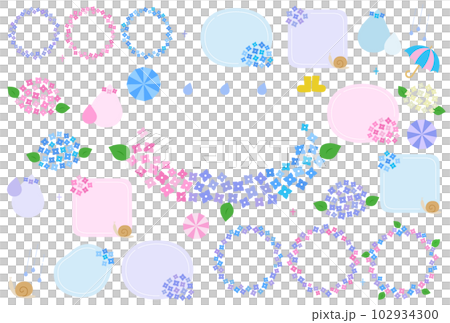 Hydrangea _ rainy season _ rainy day _ illustration set 2 102934300