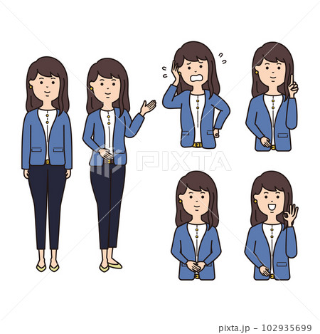 ビジネス 女性の表情セット 全身あり ビジネス 女性の表情セット 全身あり 102935699
