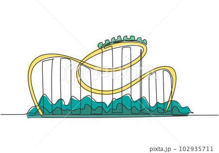 Single continuous line drawing of a roller... - Stock Illustration  [79310747] - PIXTA