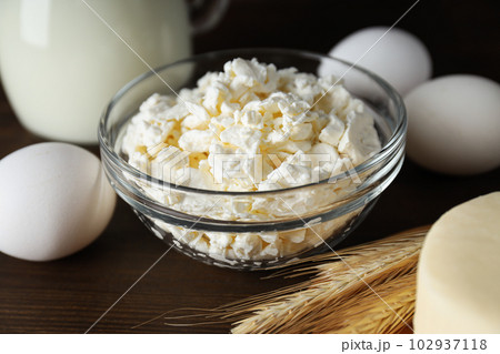 Concept of tasty food - different dairy products 102937118
