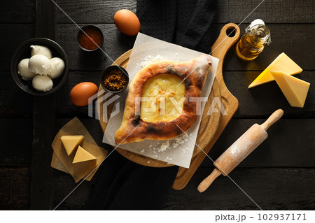 National Georgian cuisine food, flour product - Khachapuri 102937171