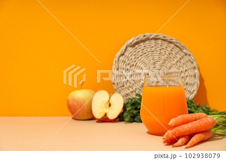 Concept of healthy nutrition and diet with Carrot juice 102938079