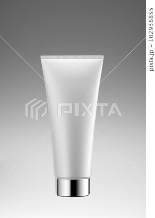 3d rendering an unlabeled white bottle with facial moisturizer cream or facial cleanser isolated on gray background. Mock up template packaging of cosmetic product. Vector illustration. 102938855