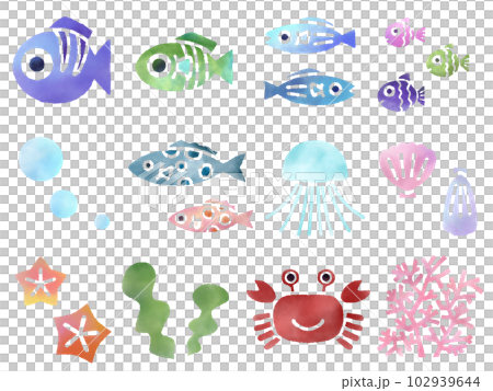 Sea creatures set C watercolor Sea creatures set C watercolor 102939644