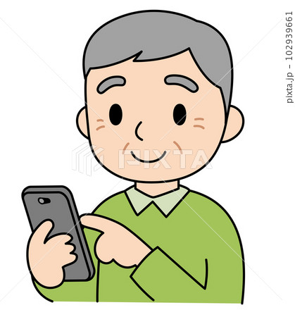 スマホを使うおじいさん 102939661