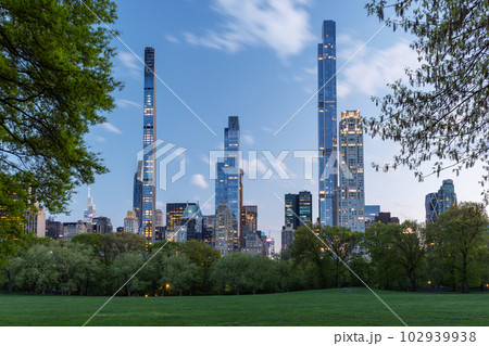 Manhattan skyscrapers and Central Park sunset 102939938