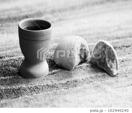 Bread and wine for communion Bread and wine for communion 102940240