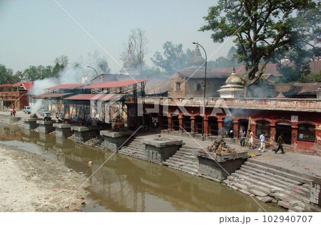 ネパール　カトマンドゥ　パシュパティナートのアルエガート 102940707