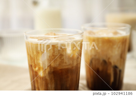 Cold drink for refreshing - ice coffee. Fresh summer drink Cold drink for refreshing - ice coffee. Fresh summer drink 102941186