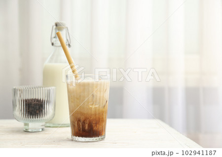 Cold drink for refreshing - ice coffee, space for text Cold drink for refreshing - ice coffee, space for text 102941187