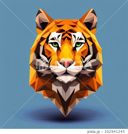 虎の顔 イラスト,Generative AI AI画像のイラスト素材 [102941243] - PIXTA
