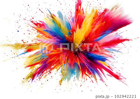色鮮やかな爆発のイメージ　インク　絵の具　白 102942221