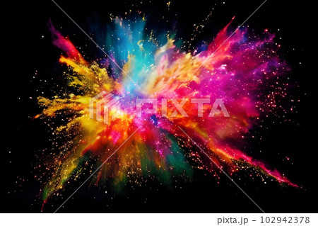 色鮮やかな爆発のイメージ　インク　絵の具　黒 102942378