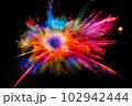 色鮮やかな爆発のイメージ　インク　絵の具　黒 102942444