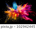 色鮮やかな爆発のイメージ　インク　絵の具　黒 102942445