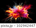 色鮮やかな爆発のイメージ　インク　絵の具　黒 102942447