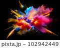 色鮮やかな爆発のイメージ　インク　絵の具　黒 102942449